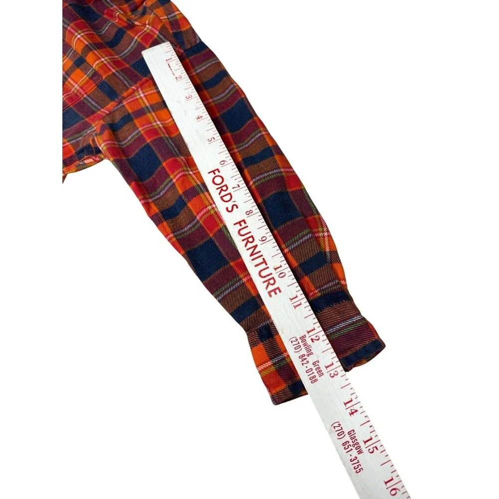 Vintage Gap Boys Orange‎ Plaid Button Up Flannel XS 4 Chest Pocket Fall Kidcore